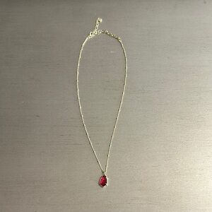Kendra Scott Gold Necklace with Garnet Red Pendant
